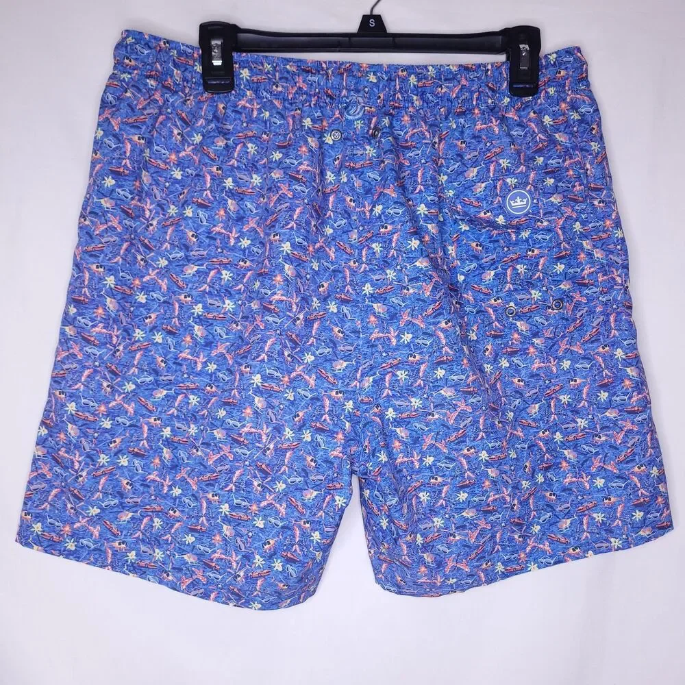 Peter Millar Swim Trunks Mens Large Blue Magnum PI Tropical Oahu